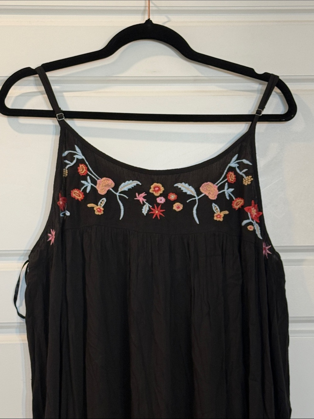 Cost Plus World Market Black Boho Lined Floral Dress L/XL - Picture 2 of 4